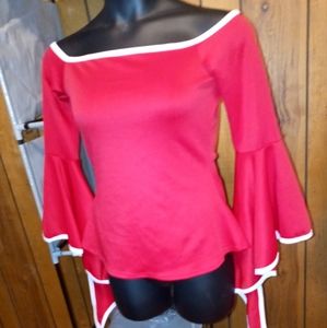 Red long 1/4 sleeve blouse